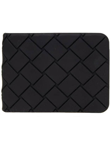 Intrecciato Rubber Half Wallet Black - BOTTEGA VENETA - BALAAN 1