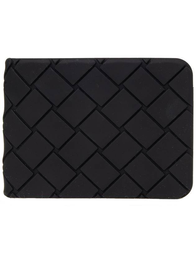 Intrecciato Rubber Half Wallet Black - BOTTEGA VENETA - BALAAN 1