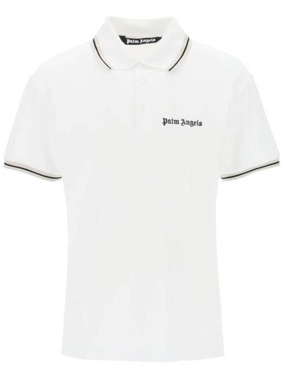 Embroidered Logo Polo Shirt White - PALM ANGELS - BALAAN 2