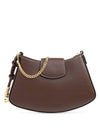 Swing Logo Chain Leather Mini Cross Bag Brown - GANNI - BALAAN 1