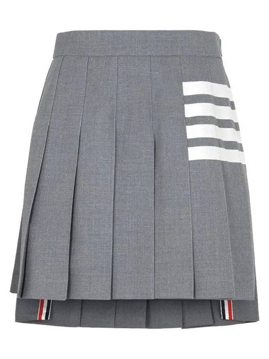 4 Bar Plain Weave Mini Pleated Skirt Grey - THOM BROWNE - BALAAN 2