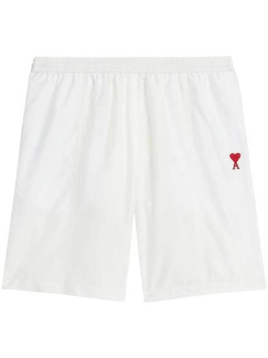 Heart Logo Swim Shorts White - AMI - BALAAN 1