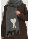 heart logo oversized muffler scarf gray - AMI - BALAAN 5