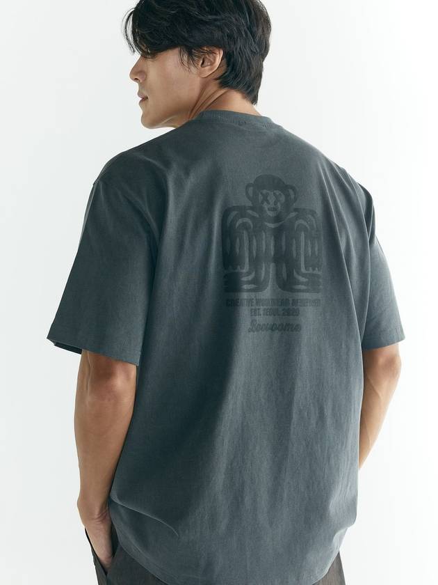 Stamped Heavy Pigment T Shirt Charcoal - BOOVOOM - BALAAN 2