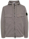 Cotton Twill Stretch Hooded Jacket Dove Grey - STONE ISLAND - BALAAN 3