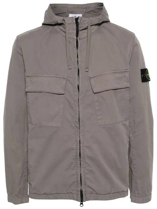 Cotton Twill Stretch Hooded Jacket Dove Grey - STONE ISLAND - BALAAN 3