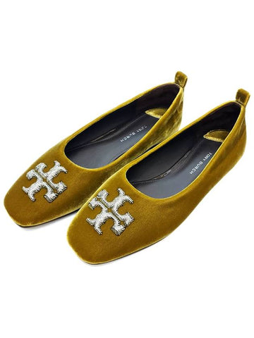 Women's Eleanor Pave Ballerina Shoes Mustard 146510 700 - TORY BURCH - BALAAN 1