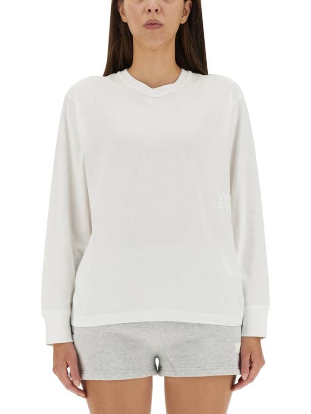 Logo Print Long Sleeve T-Shirt White - ALEXANDER WANG - BALAAN 2