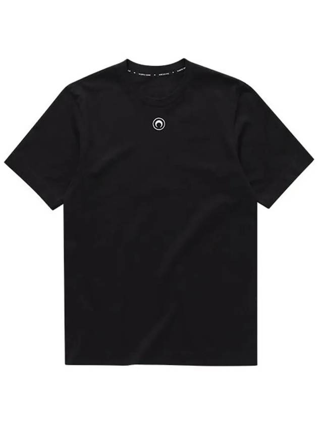 Organic Embroidered Moon Logo Cotton Short Sleeve T-Shirt Black - MARINE SERRE - BALAAN 4