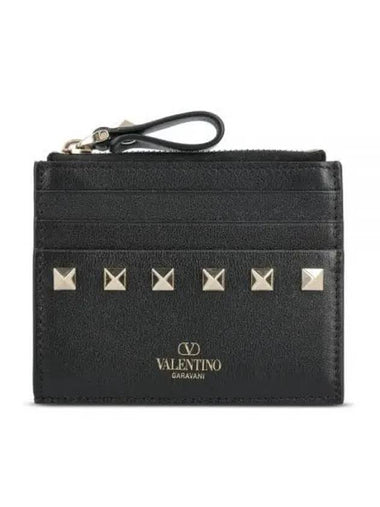 5W0P0T35 BOL 0NO 5W2P0T35 Rockstud Zipper Card Wallet - VALENTINO - BALAAN 1