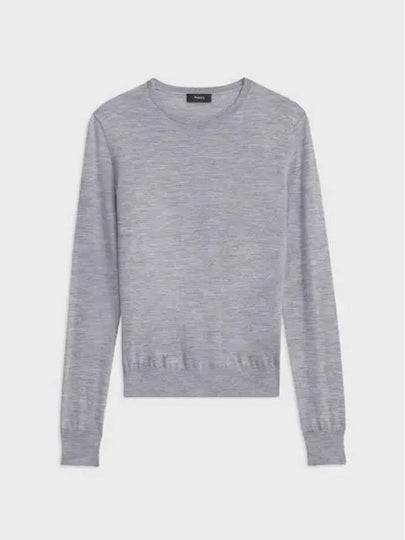 Regal Wool Crew Neck Knit Top Grey - THEORY - BALAAN 2