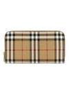 Check Leather Ziparound Long Wallet Beige - BURBERRY - BALAAN 1