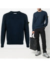 Wappen Patch Cotton Knit Top Navy - STONE ISLAND - BALAAN 2