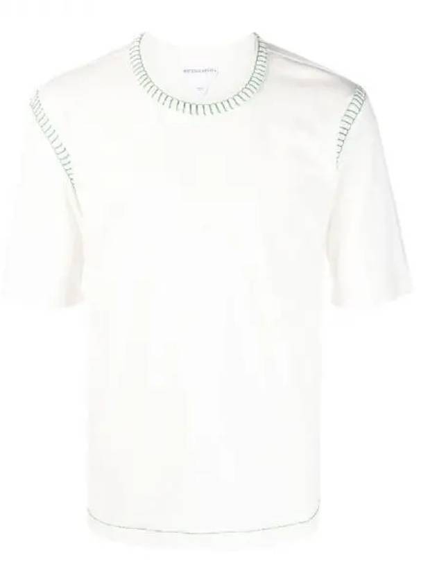 Overlock Parakeet Stitch Cotton Short Sleeve T-Shirt White - BOTTEGA VENETA - BALAAN 2