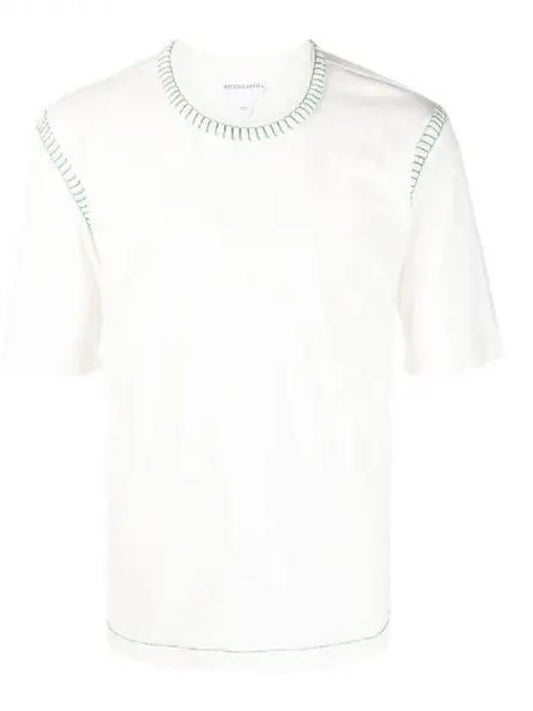 Overlock Paraket Stitch Cotton Short Sleeve T-Shirt White - BOTTEGA VENETA - BALAAN 2