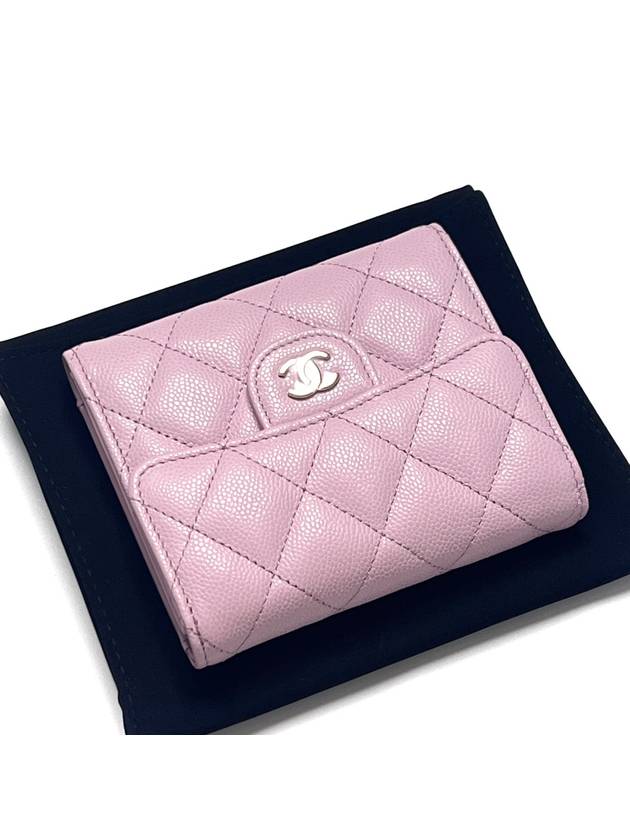 Small Classic Flap Wallet Grained Calfskin Silver Black - CHANEL - BALAAN 8