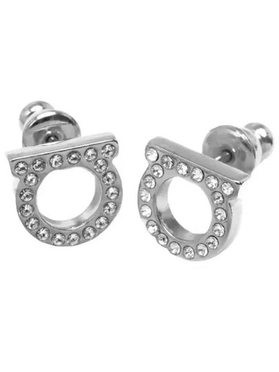 Gancini Crystal Small Earrings Silver - SALVATORE FERRAGAMO - BALAAN 2