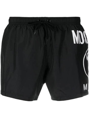 Men's Double Question Mark Logo Swim Shorts Black - MOSCHINO - BALAAN 1