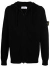 Waffen Patch Knit Zip Up Hoodie Black - STONE ISLAND - BALAAN 2