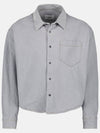 Embossed Logo Denim Long Sleeve Shirt Javel Grey - AMI - BALAAN 2