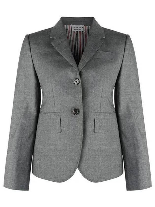 Women's Twill Slim Fit Single Breasted Wool Jacket Mid Grey - THOM BROWNE - BALAAN 2