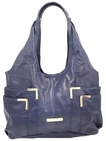 Michael Kors 30H91BRT3L Navy Saffiano Gold Shoulder Bag - MICHAEL KORS - BALAAN 1