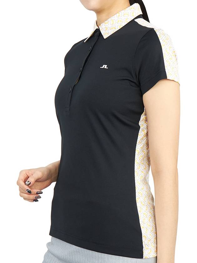 Women's Collar CARA Polo Short Sleeve T-Shirt Black - J.LINDEBERG - BALAAN 6