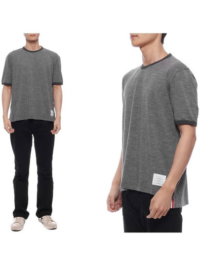 Ringer Wool Jersey Short Sleeve T-Shirt Grey - THOM BROWNE - BALAAN 2