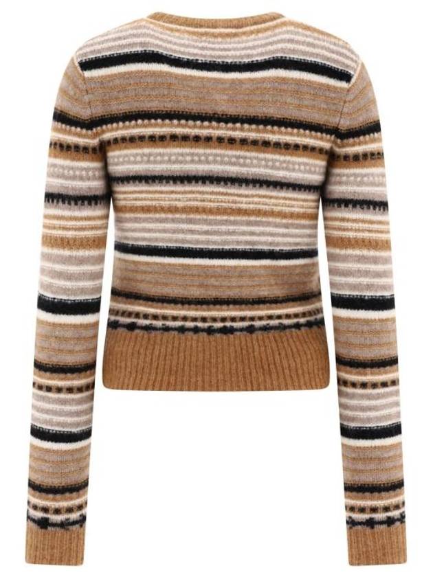 Striped Soft Wool Knit Cardigan Brown - GANNI - BALAAN 3