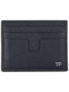 T Line Classic Logo Leather Card Wallet Navy - TOM FORD - BALAAN 2