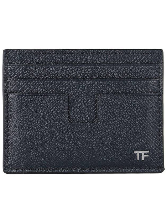 T Line Classic Logo Leather Card Wallet Navy - TOM FORD - BALAAN 2