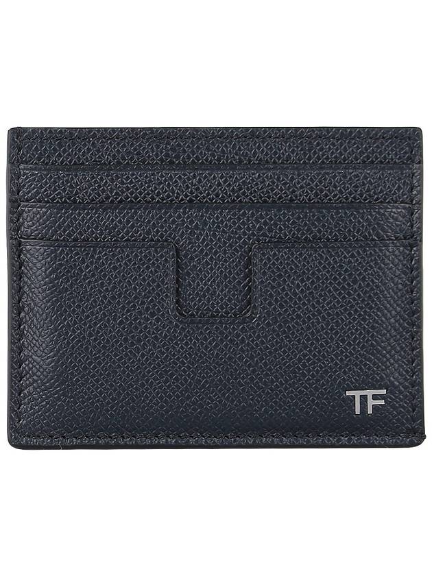 T Line Classic Logo Leather Card Wallet Navy - TOM FORD - BALAAN 2