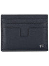 T Line Classic Logo Leather Card Wallet Navy - TOM FORD - BALAAN 3