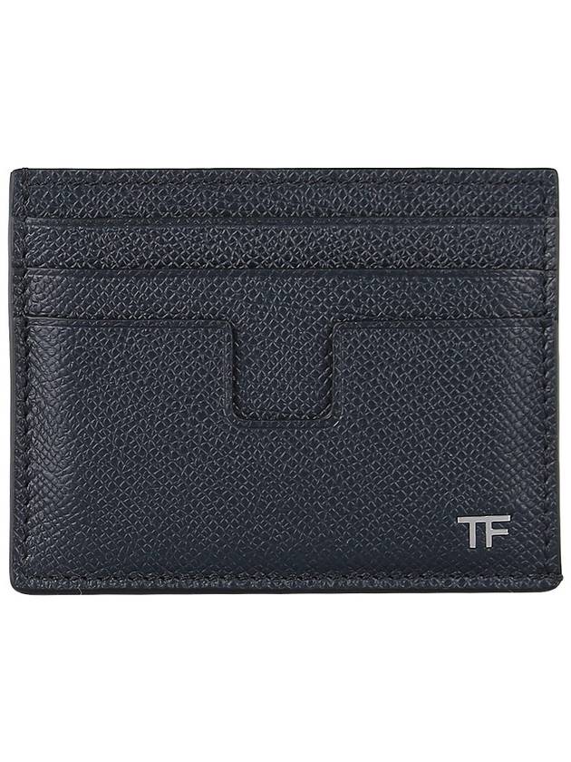 T Line Classic Logo Leather Card Wallet Navy - TOM FORD - BALAAN 3