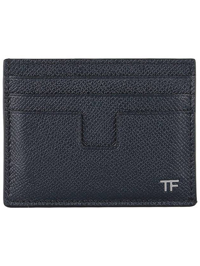 T Line Classic Logo Leather Card Wallet Navy - TOM FORD - BALAAN 2