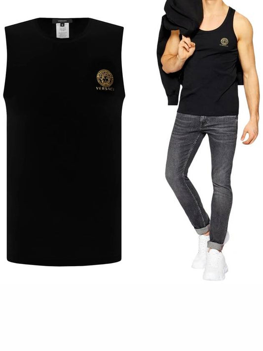 Medusa embroidered logo sleeveless black - VERSACE - BALAAN 2