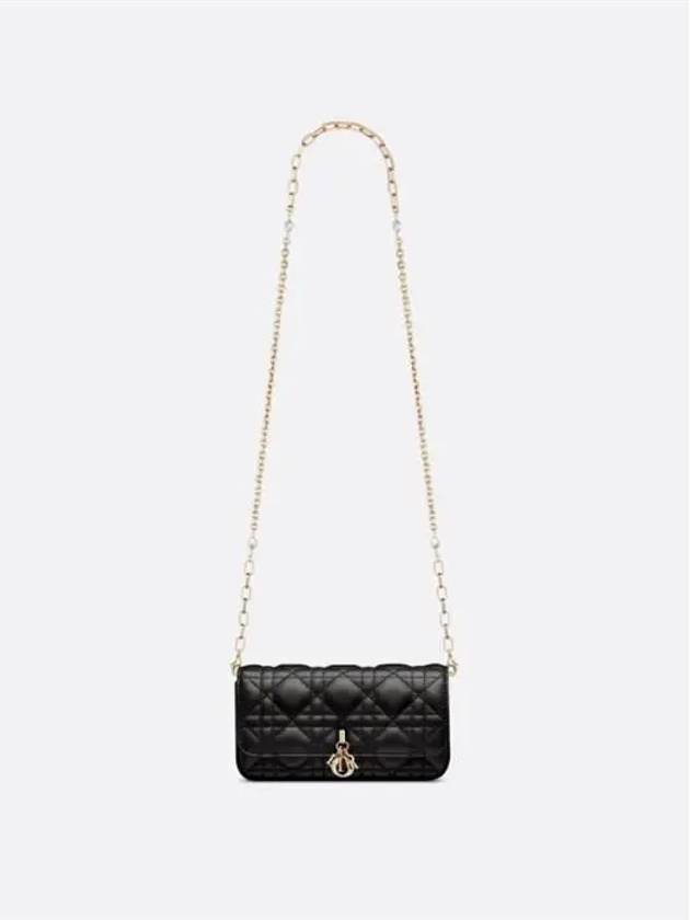 Phone Chain Cannage Lambskin Pouch Bag Black - DIOR - BALAAN 6