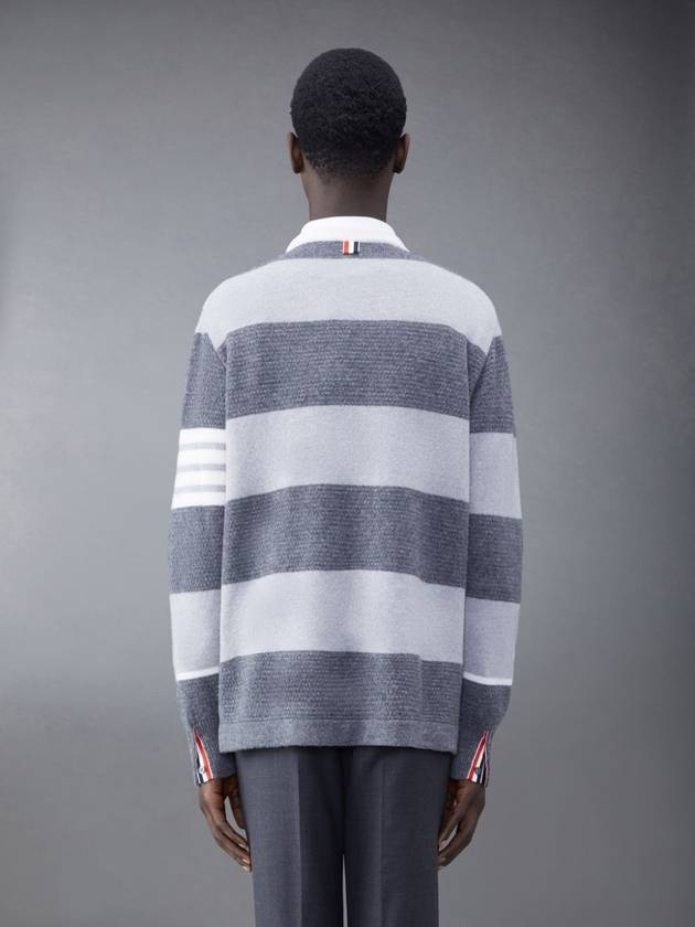 Rugby Stripe Merino 4 Bar Crew Neck Pullover Knit Top Grey - THOM BROWNE - BALAAN 4