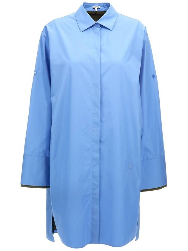 Turn up shirt cotton short dress ash blue - LOEWE - BALAAN 3