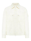 Cotton Canvas Zip-up Jacket Natural White - STONE ISLAND - BALAAN 1