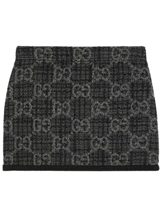 Women's GG Monogram Tweed A-Line Skirt Dark Grey - GUCCI - BALAAN 2