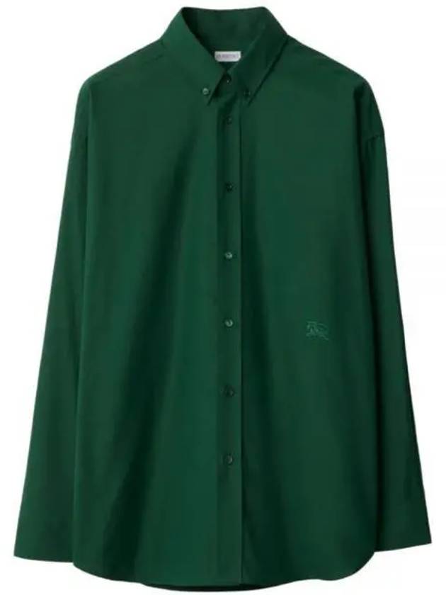 Cotton Oxford Long Sleeve Shirt Green - BURBERRY - BALAAN 2