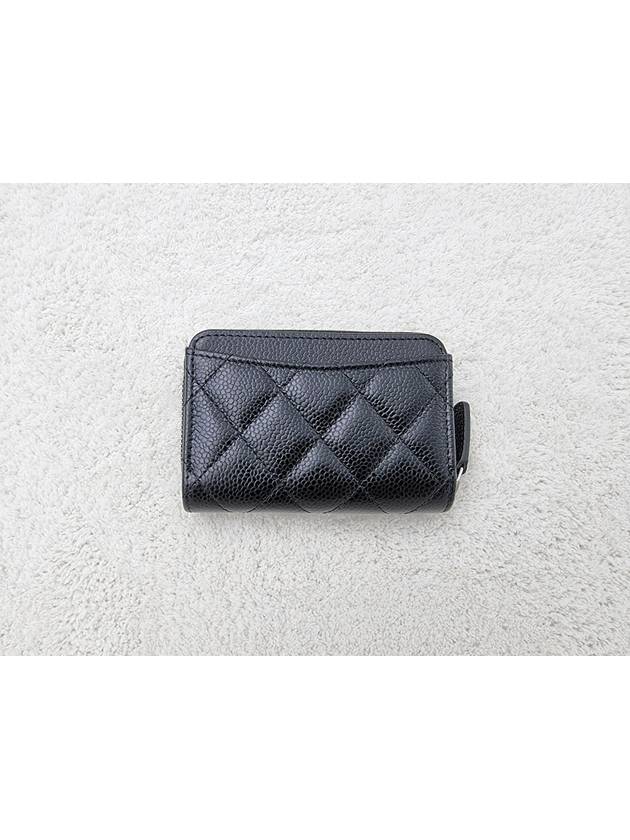 Classic Zipped Coin Purse Grained Calfskin Silver Black - CHANEL - BALAAN 3