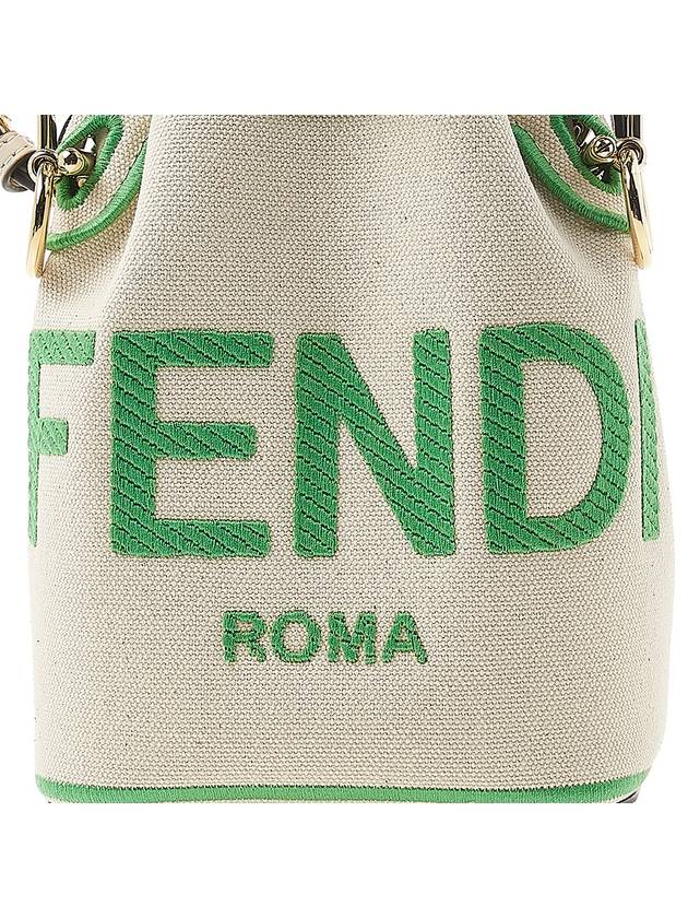 Roma Mon Treso Mini Canvas Bucket Bag Green - FENDI - BALAAN 7