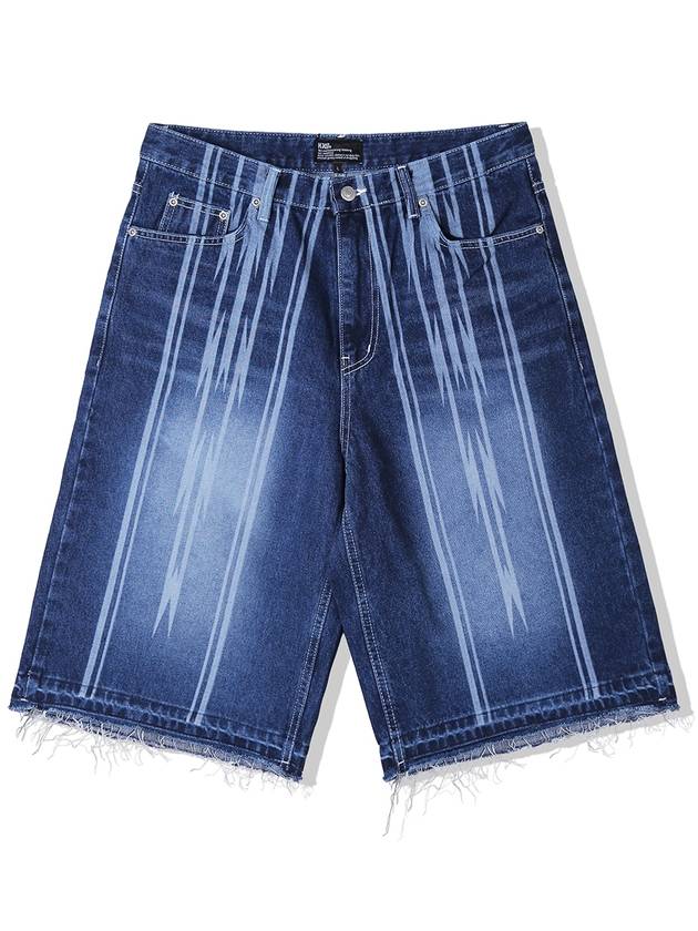 Navajo pattern cut off Bermuda pants indigo blue - KND - BALAAN 2