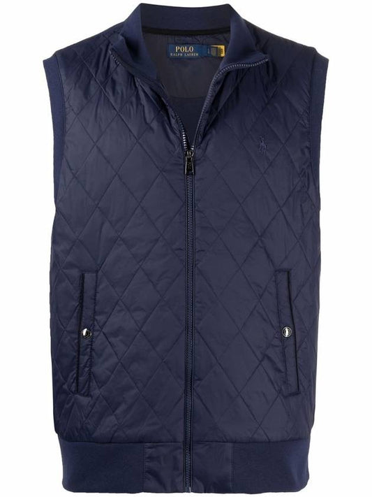 Men's High Neck Zipper Quilted Padded Vest Navy - POLO RALPH LAUREN - BALAAN 2