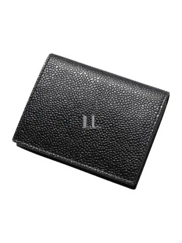 Pebble Grained Leather Double Card Wallet Black - THOM BROWNE - BALAAN 2