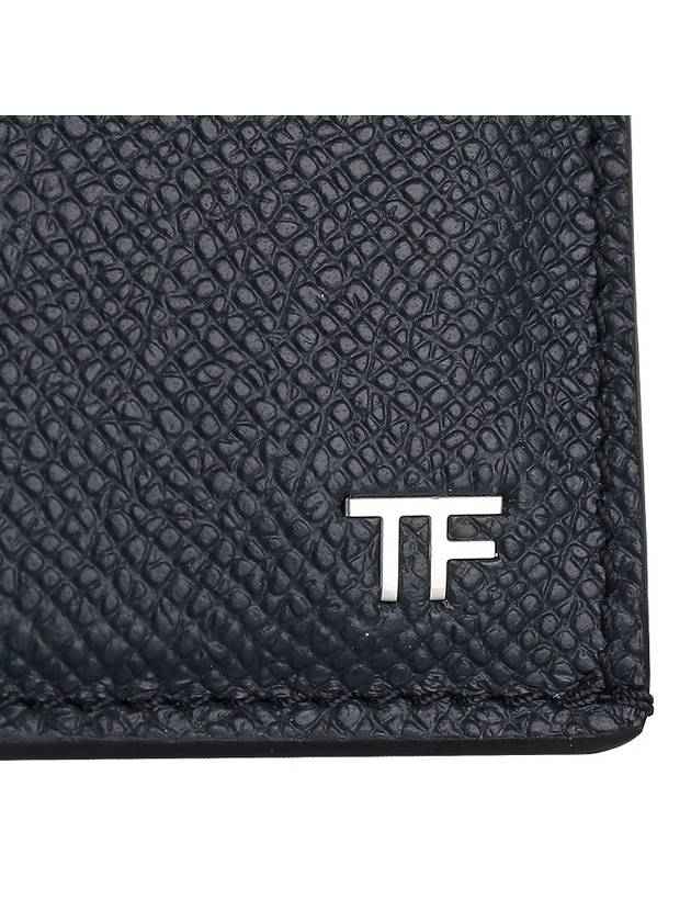T Line Classic Logo Leather Card Wallet Navy - TOM FORD - BALAAN 5