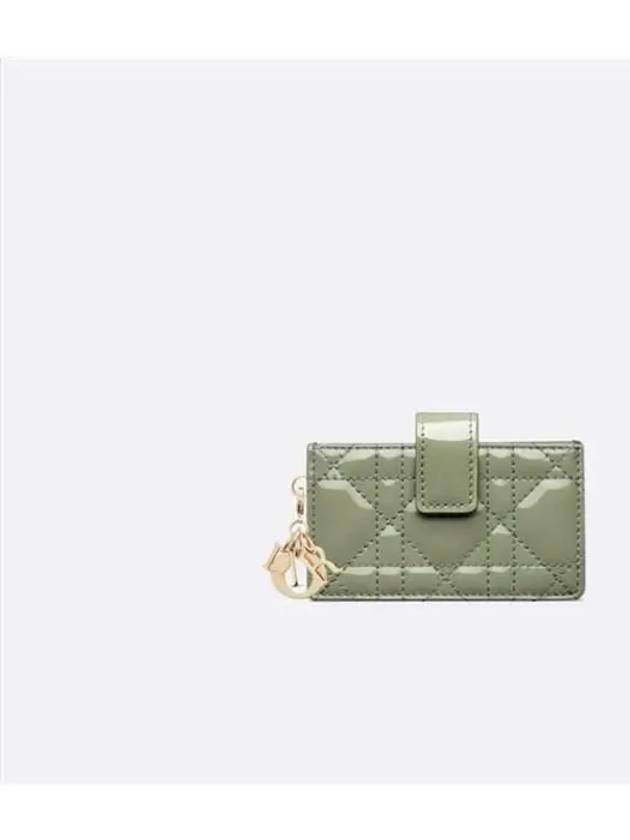 Lady 5-Gusset Patent Cannage Calfskin Card Wallet Pastel Peyote Green - DIOR - BALAAN 2