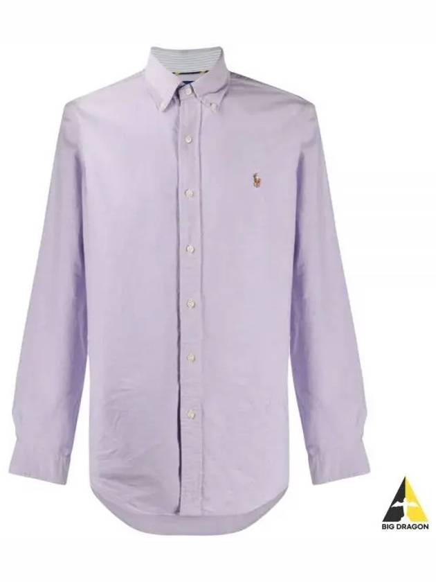 Embroidered Pony Logo Oxford Long Sleeve Shirt Thistle - POLO RALPH LAUREN - BALAAN 2